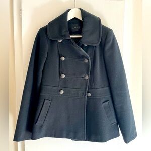 Navy blue wool coat - cropped
